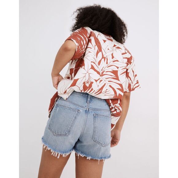 Madewell Relaxed Denim Shorts Mid Rise Button Fly Destroyed Hem Edition 29 - Picture 11 of 12